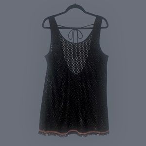 Black Sheer Circle Knit Cover Up/ Tunic